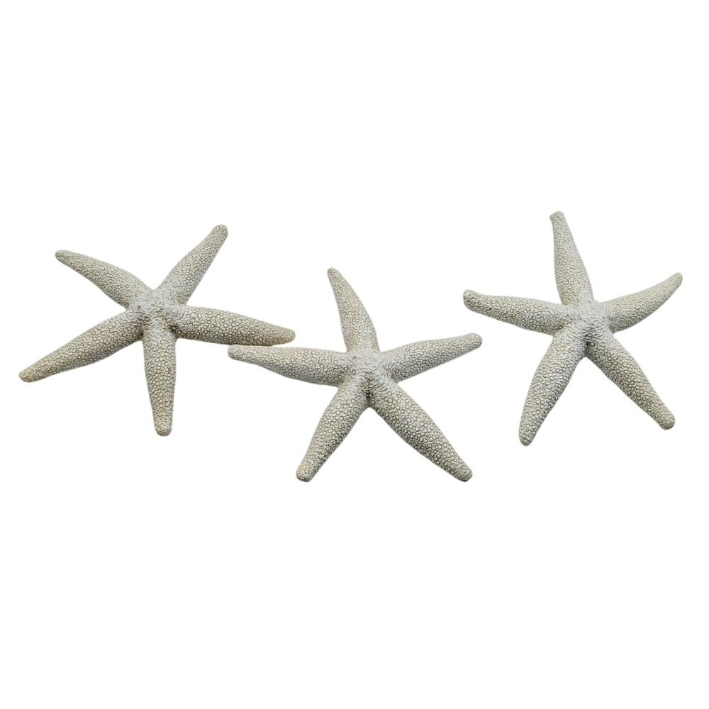 Set of Three White Plaster Starfish Coastal Decor